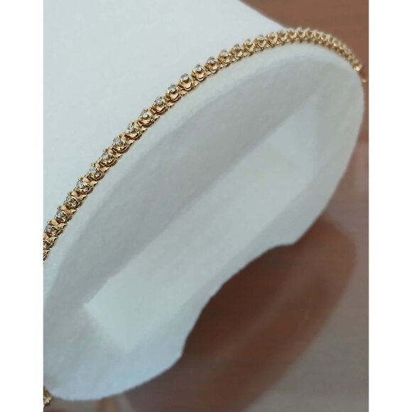 DIAMOND TENNIS BRACELET 14K YELLOW GOLD - Picture 4 of 11